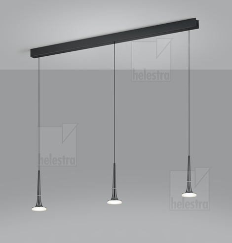 Helestra FLUTE  Pendelleuchte Aluminium schwarzchrom
