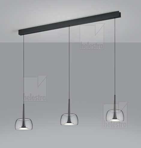 Helestra FLUTE  Pendelleuchte Aluminium schwarzchrom