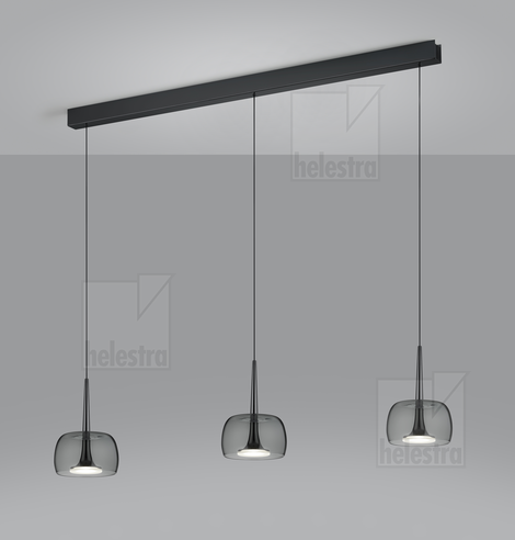Helestra FLUTE  Pendelleuchte Aluminium schwarzchrom