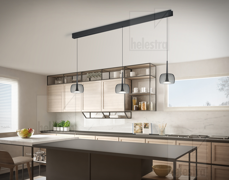 Helestra FLUTE  Pendelleuchte Aluminium schwarzchrom