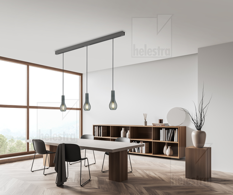 Helestra ZAYA  Pendelleuchte Aluminium schwarzchrom