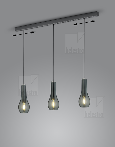 Helestra ZAYA  Pendelleuchte Aluminium schwarzchrom