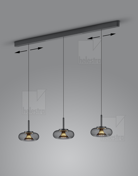 Helestra CLAIR  Pendelleuchte Aluminium schwarz - gold