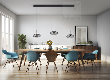 Helestra CLAIR  Pendelleuchte Aluminium mattschwarz